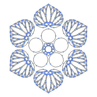 家紋「六つ葵に梅鉢」紋のベクターフリー素材のアウトライン画像
