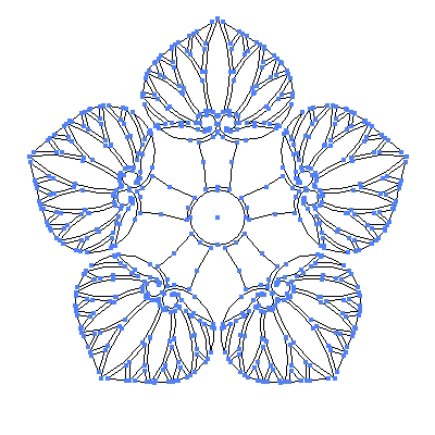 家紋「五つ葵」紋のベクターフリー素材のアウトライン画像