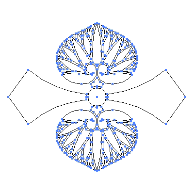 家紋「剣二つ葵」紋のベクターフリー素材のアウトライン画像