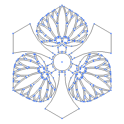 家紋「剣三つ葵」紋のベクターフリー素材のアウトライン画像