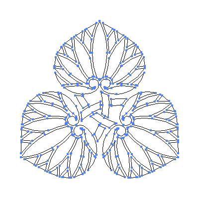 家紋「三つ軸違い葵」紋のベクターフリー素材のアウトライン画像