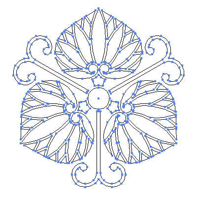家紋「蔓三つ葵」紋のベクターフリー素材のアウトライン画像