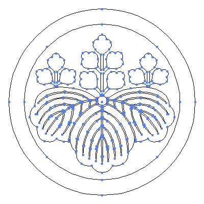 「丸に五三桐」のベクターフリー素材のアウトライン画像