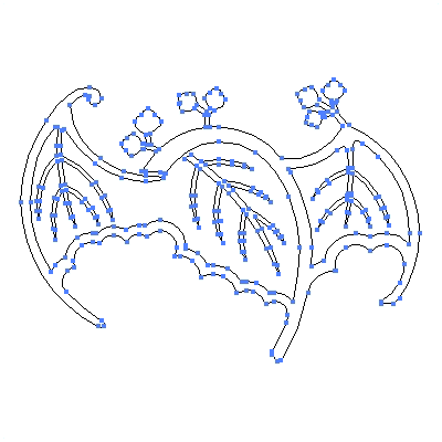 家紋「蝙蝠桐」紋のベクターフリー素材のアウトライン画像