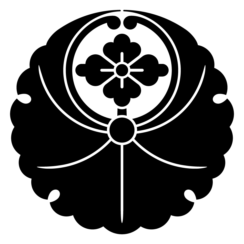 家紋「浮線銀杏に花菱」の高精細フリー画像。