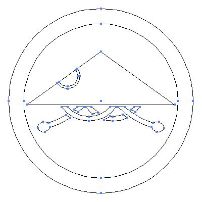家紋「丸に足軽笠」紋のベクターフリー素材のアウトライン画像
