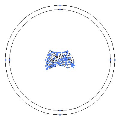 家紋「糸輪に離れ折れ柏」紋のベクターフリー素材のアウトライン画像