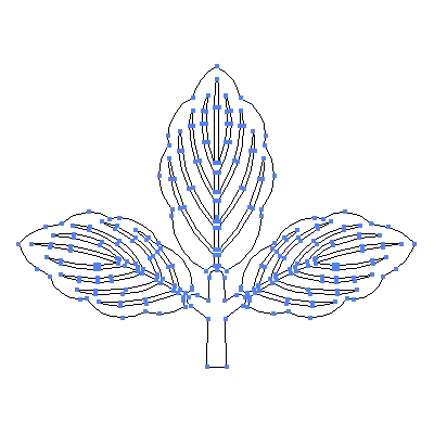 家紋「三つ葉柏」紋のベクターフリー素材のアウトライン画像
