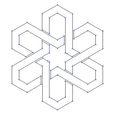 家紋「六つ組み合い亀甲」紋のベクターフリー素材のアウトライン画像