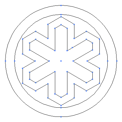 家紋「丸に六方亀甲形」紋のベクターフリー素材のアウトライン画像