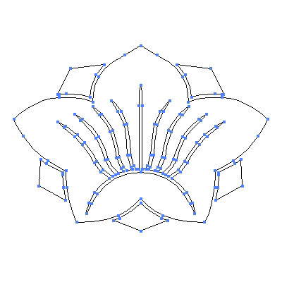家紋「八重花桔梗」紋のベクターフリー素材のアウトライン画像
