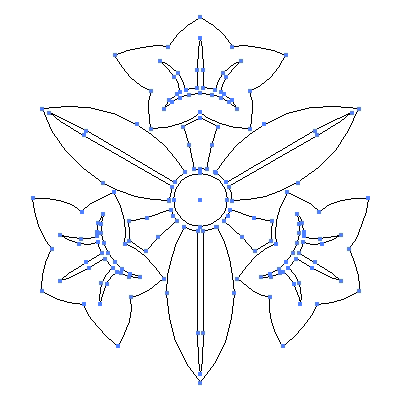家紋「三つ葉桔梗」紋のベクターフリー素材のアウトライン画像