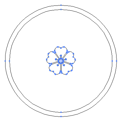 家紋「糸輪に離れ桜」紋のベクターフリー素材のアウトライン画像