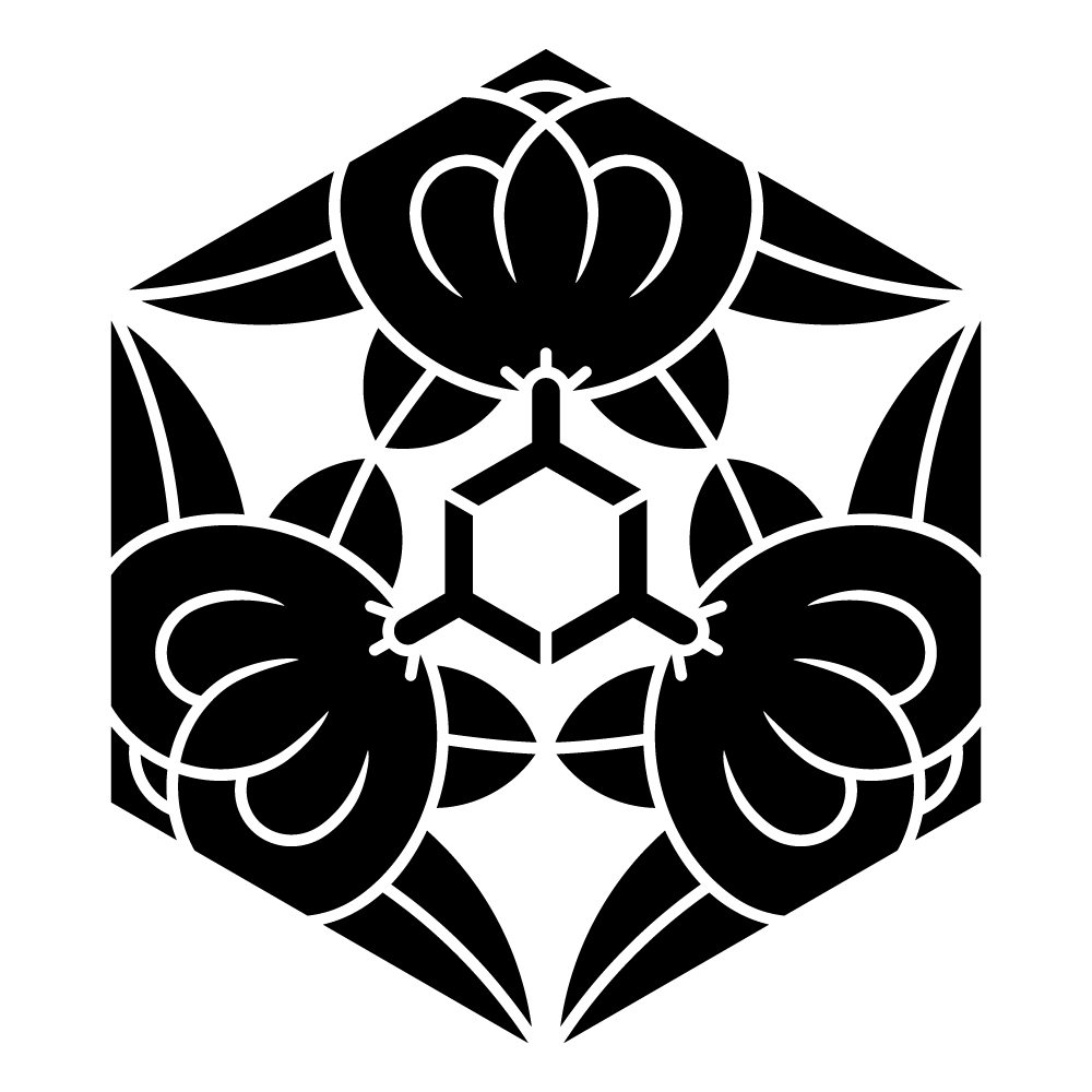 家紋「三つ橘亀甲」の高精細フリー画像。