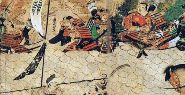 蒙古襲来絵詞に描かれているタカの羽根の紋章