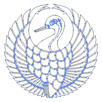 家紋「鶴の丸」のベクターフリー素材のアウトライン画像