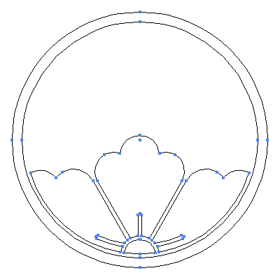 家紋「糸輪に覗き花菱」紋のベクターフリー素材のアウトライン画像