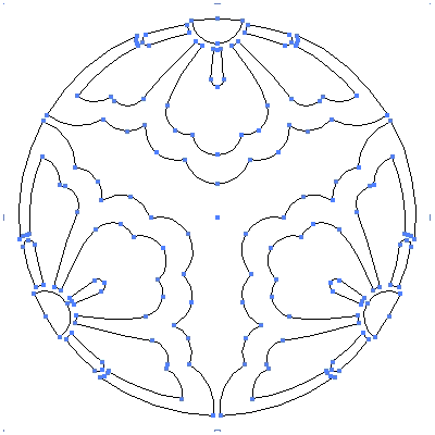 家紋「中陰の三つ割り花菱」紋のベクターフリー素材のアウトライン画像