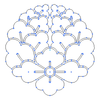 家紋「杏葉花菱」紋のベクターフリー素材のアウトライン画像