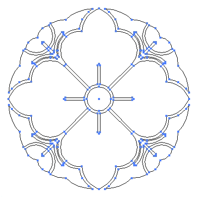 家紋「三条花角」紋のベクターフリー素材のアウトライン画像
