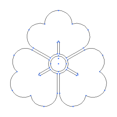 家紋「三つ形花菱」紋のベクターフリー素材のアウトライン画像