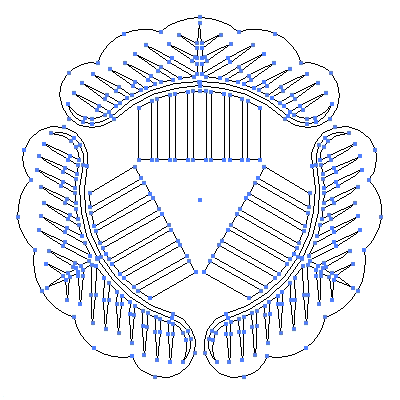家紋「三つ櫛松」紋のベクターフリー素材のアウトライン画像