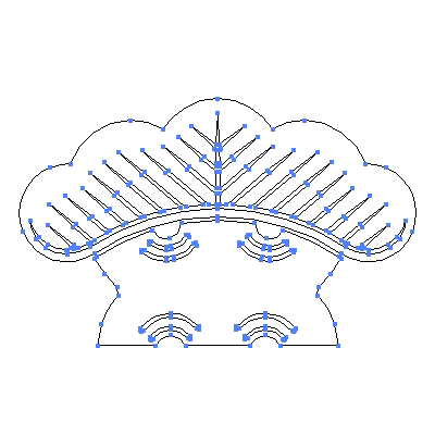 家紋「一つ松」紋のベクターフリー素材のアウトライン画像