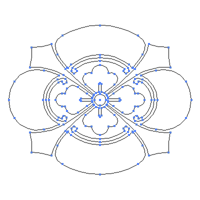 家紋「剣木瓜」紋のベクターフリー素材のアウトライン画像