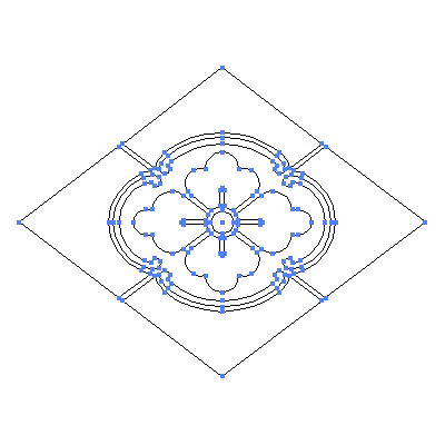 家紋「木瓜菱」紋のベクターフリー素材のアウトライン画像
