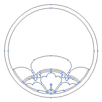 家紋「糸輪に覗き木瓜」紋のベクターフリー素材のアウトライン画像