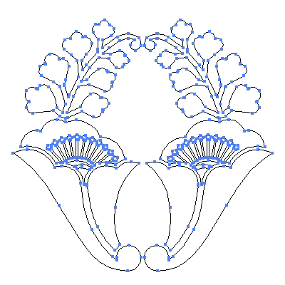 家紋「変わり花抱き茗荷」紋のベクターフリー素材のアウトライン画像