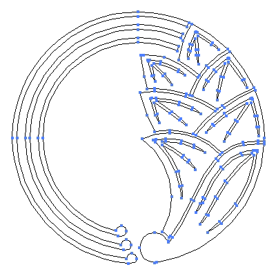家紋「一つ蔓茗荷の丸」紋のベクターフリー素材のアウトライン画像