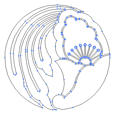 家紋「花茗荷の丸」紋のベクターフリー素材のアウトライン画像
