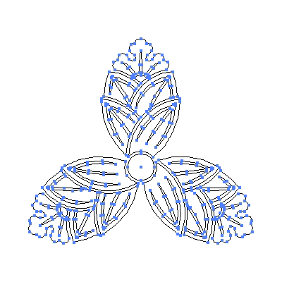 家紋「三つ茗荷」紋のベクターフリー素材のアウトライン画像