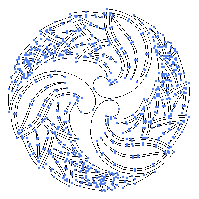 家紋「三つ茗荷巴」紋のベクターフリー素材のアウトライン画像