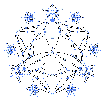 家紋「尻合わせ三つ笹竜胆」紋のベクターフリー素材のアウトライン画像