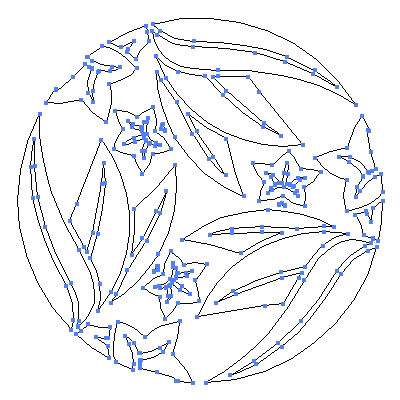 家紋「三つ割り笹竜胆」紋のベクターフリー素材のアウトライン画像