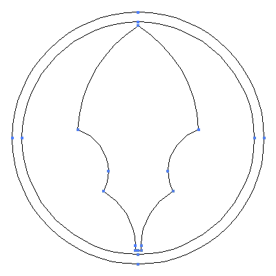 家紋「糸輪に一つ矢尻」紋のベクターフリー素材のアウトライン画像