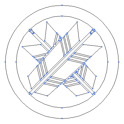 「丸に違い矢」のベクターフリー素材のアウトライン画像