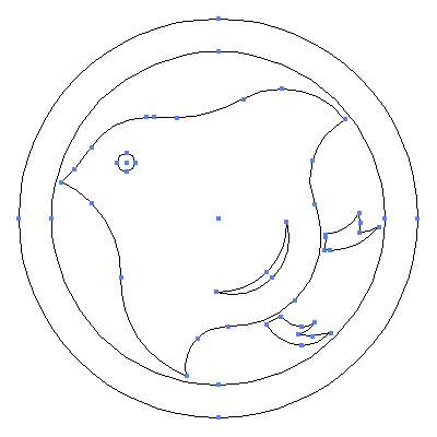 家紋「丸に千鳥」紋のベクターフリー素材のアウトライン画像