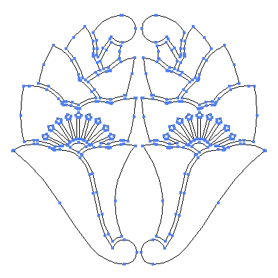 家紋「抱き花杏葉」紋のベクターフリー素材のアウトライン画像