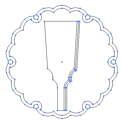 家紋「雪輪に羽子板」紋のベクターフリー素材のアウトライン画像