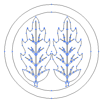 家紋「丸に並び柊」紋のベクターフリー素材のアウトライン画像