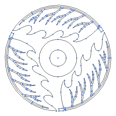 家紋「三つ割り柊に蛇の目」紋のベクターフリー素材のアウトライン画像