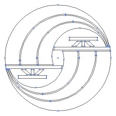家紋「二つ帆の丸」紋のベクターフリー素材のアウトライン画像