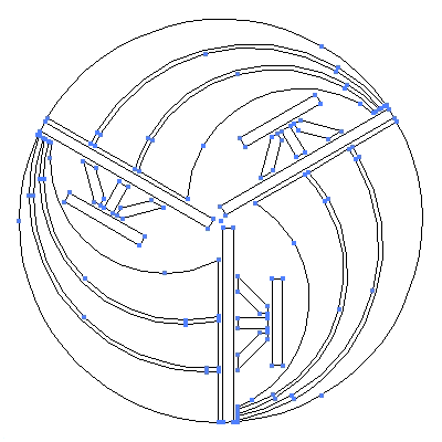 家紋「三つ帆の丸」紋のベクターフリー素材のアウトライン画像
