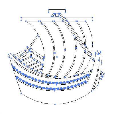 家紋「帆掛け船」紋のベクターフリー素材のアウトライン画像