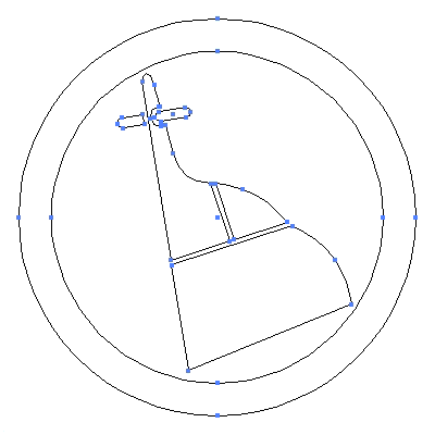 家紋「丸に一つ舵」紋のベクターフリー素材のアウトライン画像
