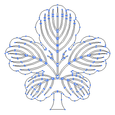 家紋「立ち梶の葉」紋のベクターフリー素材のアウトライン画像
