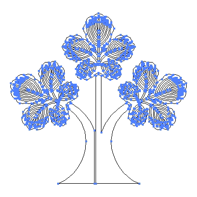 家紋「三つ立ち梶の葉」紋のベクターフリー素材のアウトライン画像